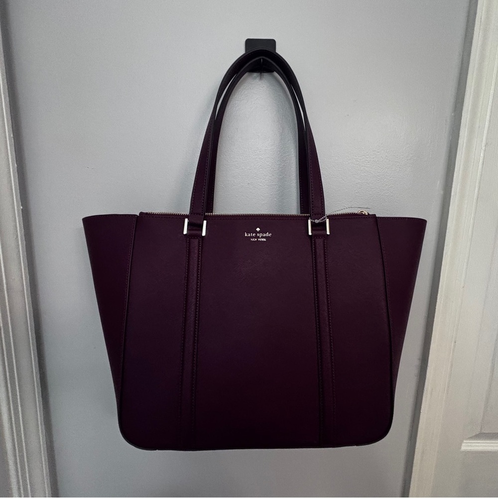 NWT Kate Spade Plum Tote Saffiano Tote Bag - Picture 2 of 6